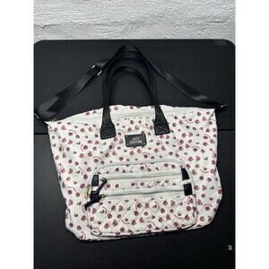 Juicy Couture White Rose Print Duffel Bag Crossbody Book Bag Tote Bag Carry-On